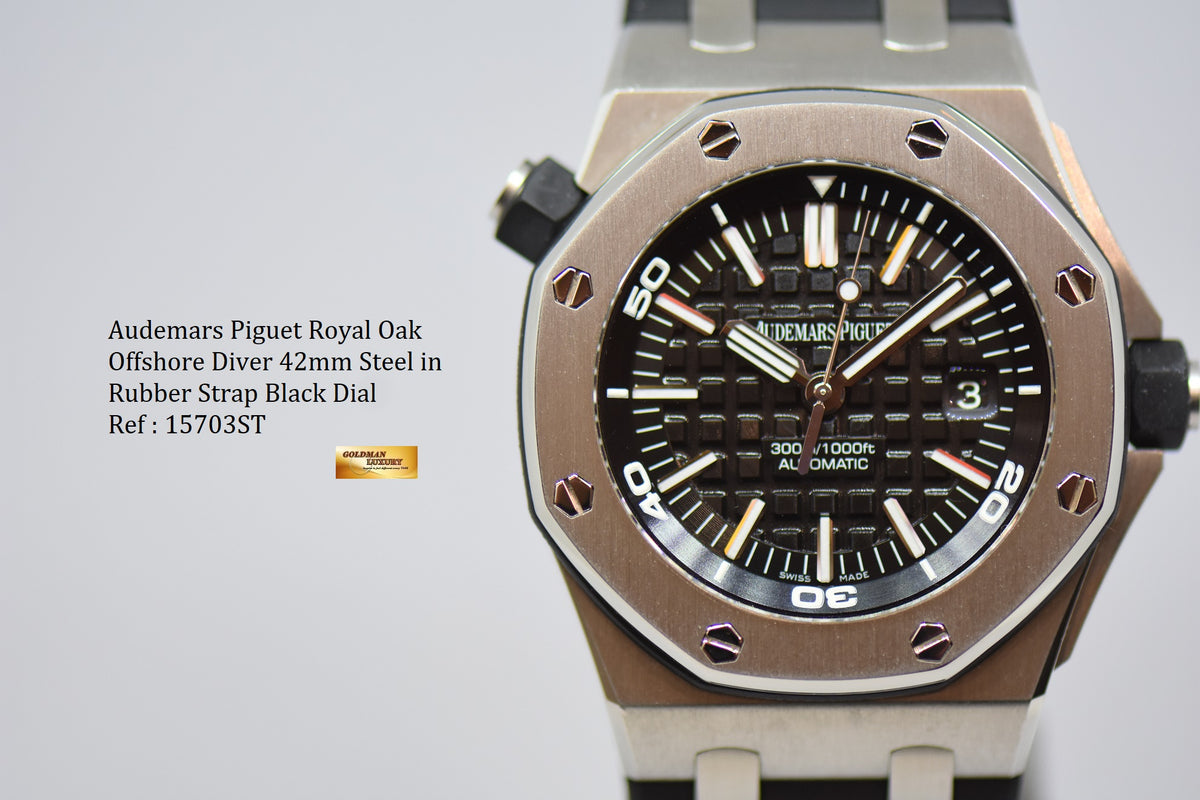 [SOLD] AUDEMARS PIGUET ROYAL OAK OFFSHORE DIVER 42mm STEEL BEZEL RUBBER STRAP 15703ST (MINT)