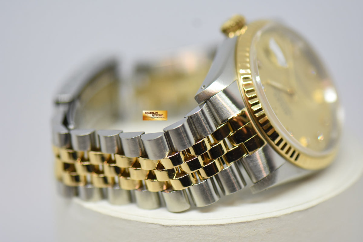 [SOLD] ROLEX OYSTER PERPETUAL DATEJUST 36mm GOLD DIAMOND DIAL HALF GOLD IN JUBILEE BRACELET 16233 (MINT)