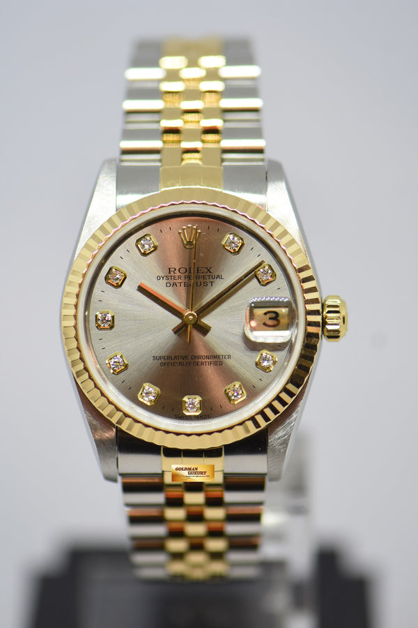 [SOLD] ROLEX OYSTER PERPETUAL DATEJUST 31mm GREY DIAMOND DIAL HALF GOLD IN JUBILEE BRACELET 78273 (MINT)