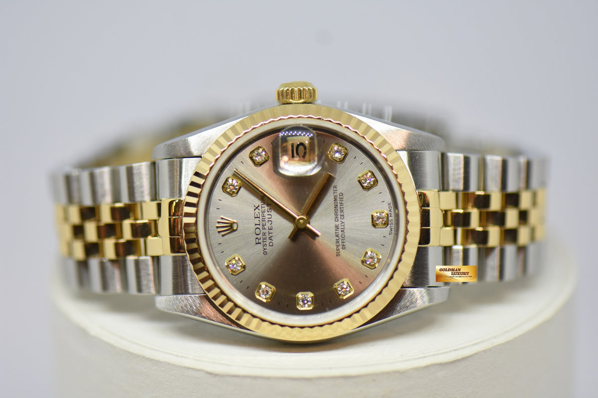 [SOLD] ROLEX OYSTER PERPETUAL DATEJUST 31mm GREY DIAMOND DIAL HALF GOLD IN JUBILEE BRACELET 78273 (MINT)