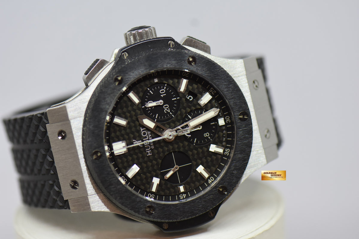 [SOLD] HUBLOT BIG BANG CHRONOGRAPH 44mm CERAMIC BEZEL STEEL IN RUBBER STRAP AUTOMATIC 301.SM.1770.GR (NEAR MINT)