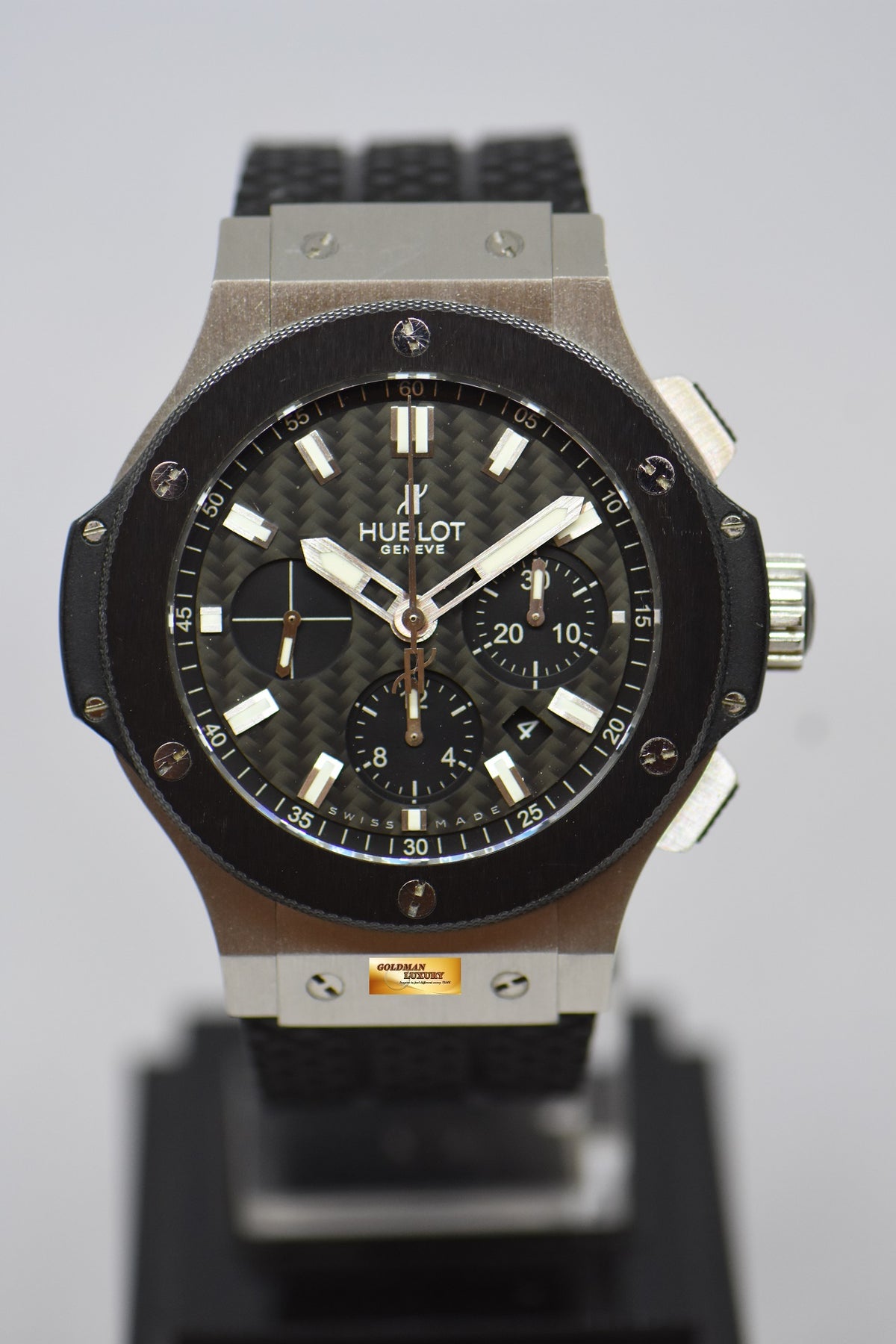 [SOLD] HUBLOT BIG BANG CHRONOGRAPH 44mm CERAMIC BEZEL STEEL IN RUBBER STRAP AUTOMATIC 301.SM.1770.GR (NEAR MINT)