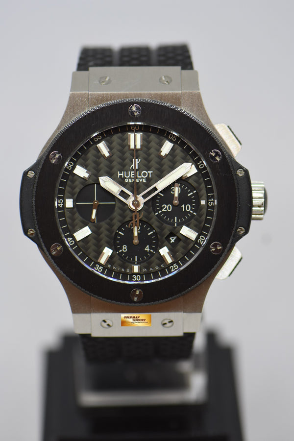 [SOLD] HUBLOT BIG BANG CHRONOGRAPH 44mm CERAMIC BEZEL STEEL IN RUBBER STRAP AUTOMATIC 301.SM.1770.GR (NEAR MINT)
