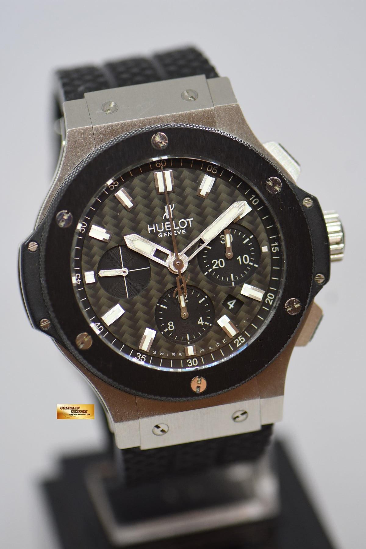 [SOLD] HUBLOT BIG BANG CHRONOGRAPH 44mm CERAMIC BEZEL STEEL IN RUBBER STRAP AUTOMATIC 301.SM.1770.GR (NEAR MINT)