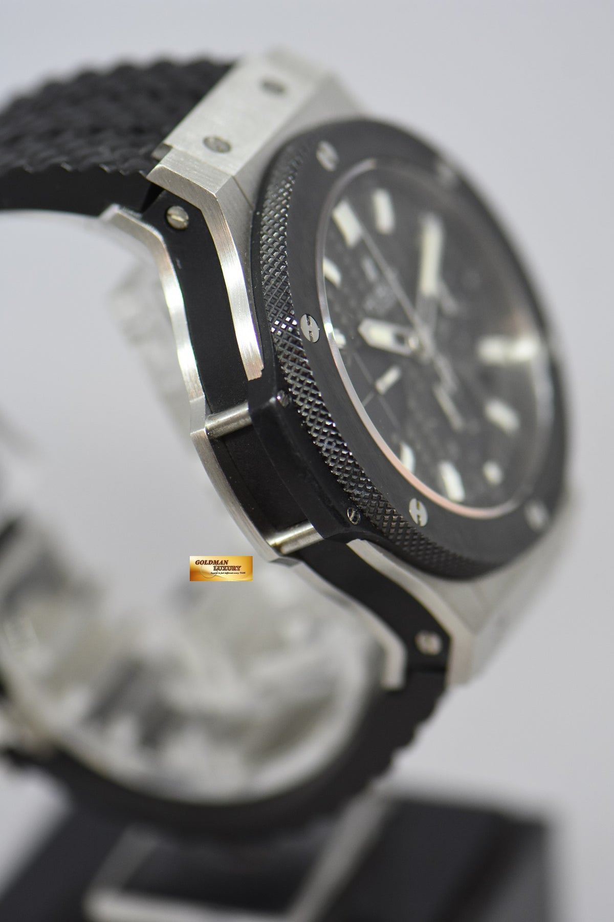 [SOLD] HUBLOT BIG BANG CHRONOGRAPH 44mm CERAMIC BEZEL STEEL IN RUBBER STRAP AUTOMATIC 301.SM.1770.GR (NEAR MINT)