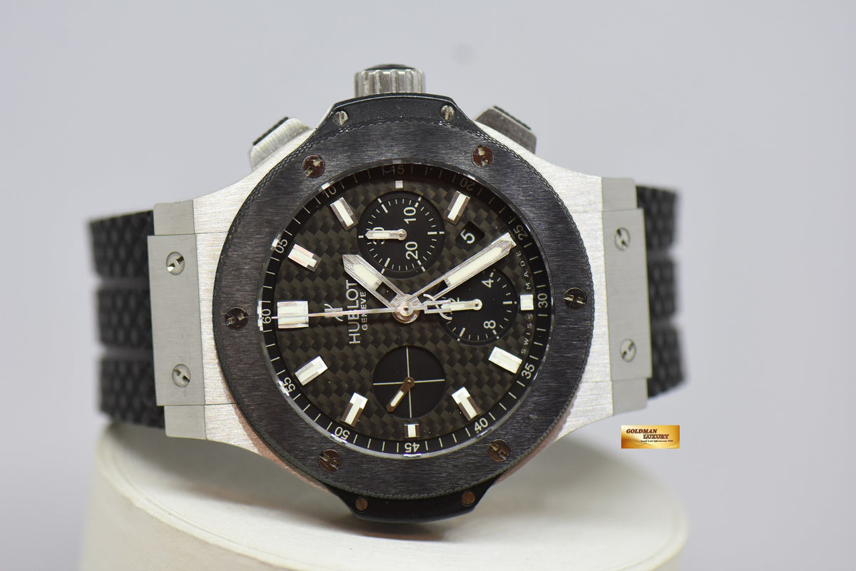 [SOLD] HUBLOT BIG BANG CHRONOGRAPH 44mm CERAMIC BEZEL STEEL IN RUBBER STRAP AUTOMATIC 301.SM.1770.GR (NEAR MINT)