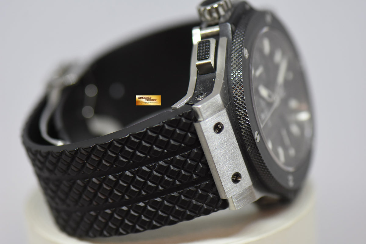 [SOLD] HUBLOT BIG BANG CHRONOGRAPH 44mm CERAMIC BEZEL STEEL IN RUBBER STRAP AUTOMATIC 301.SM.1770.GR (NEAR MINT)