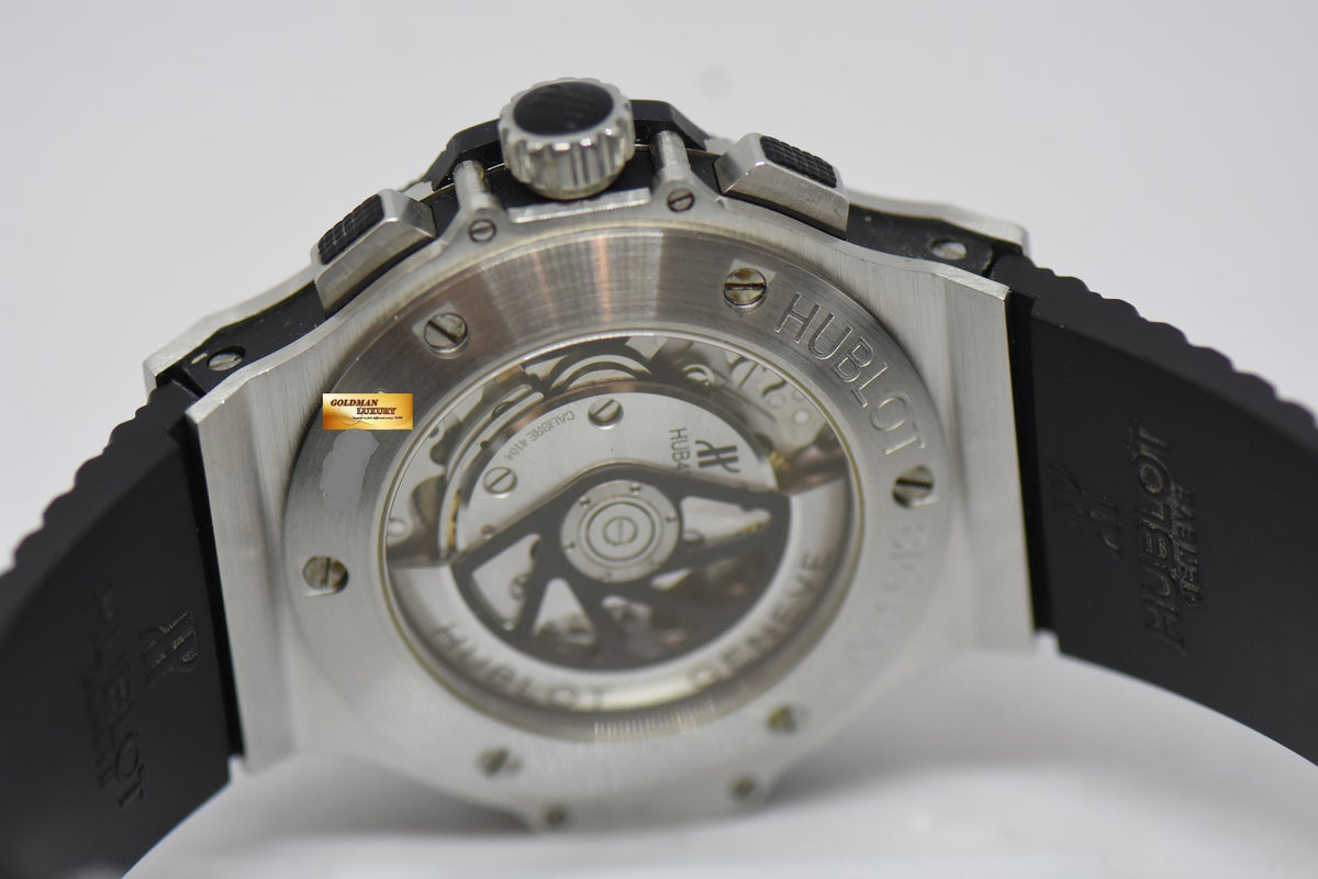 [SOLD] HUBLOT BIG BANG CHRONOGRAPH 44mm CERAMIC BEZEL STEEL IN RUBBER STRAP AUTOMATIC 301.SM.1770.GR (NEAR MINT)