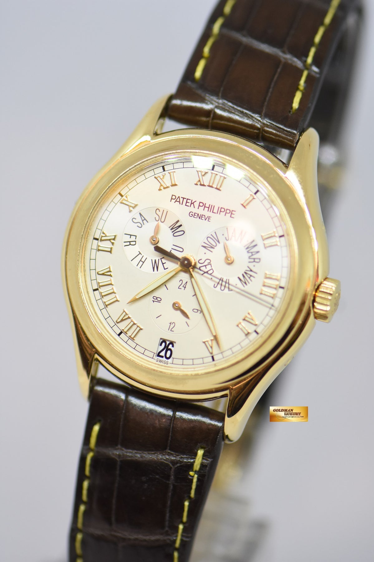[SOLD] PATEK PHILIPPE COMPLICATION 36mm ANNUAL CALENDAR YELLOW GOLD IN LEATHER STRAP AUTOMATIC 5035J (NEAR MINT)