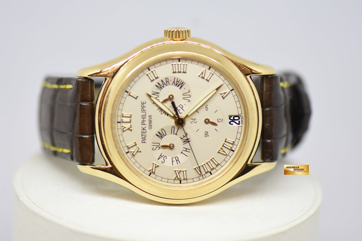 [SOLD] PATEK PHILIPPE COMPLICATION 36mm ANNUAL CALENDAR YELLOW GOLD IN LEATHER STRAP AUTOMATIC 5035J (NEAR MINT)