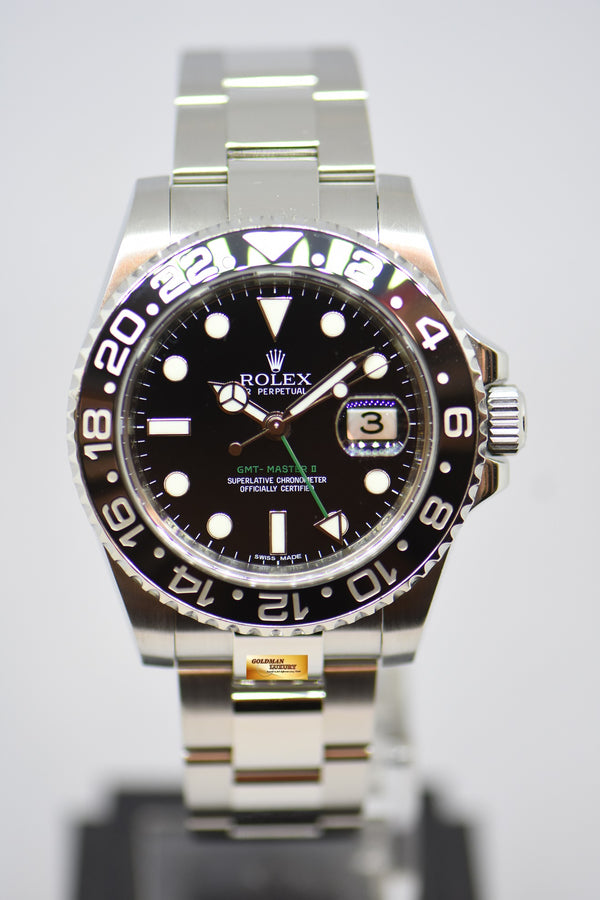 [SOLD] ROLEX OYSTER PERPETUAL GMT-MASTER II CERAMIC BLACK BEZEL OYSTER STEEL BRACELET 116710LN (LNIB)