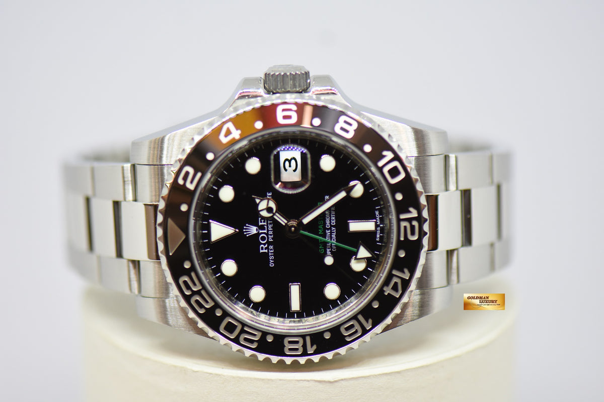 [SOLD] ROLEX OYSTER PERPETUAL GMT-MASTER II CERAMIC BLACK BEZEL OYSTER STEEL BRACELET 116710LN (LNIB)