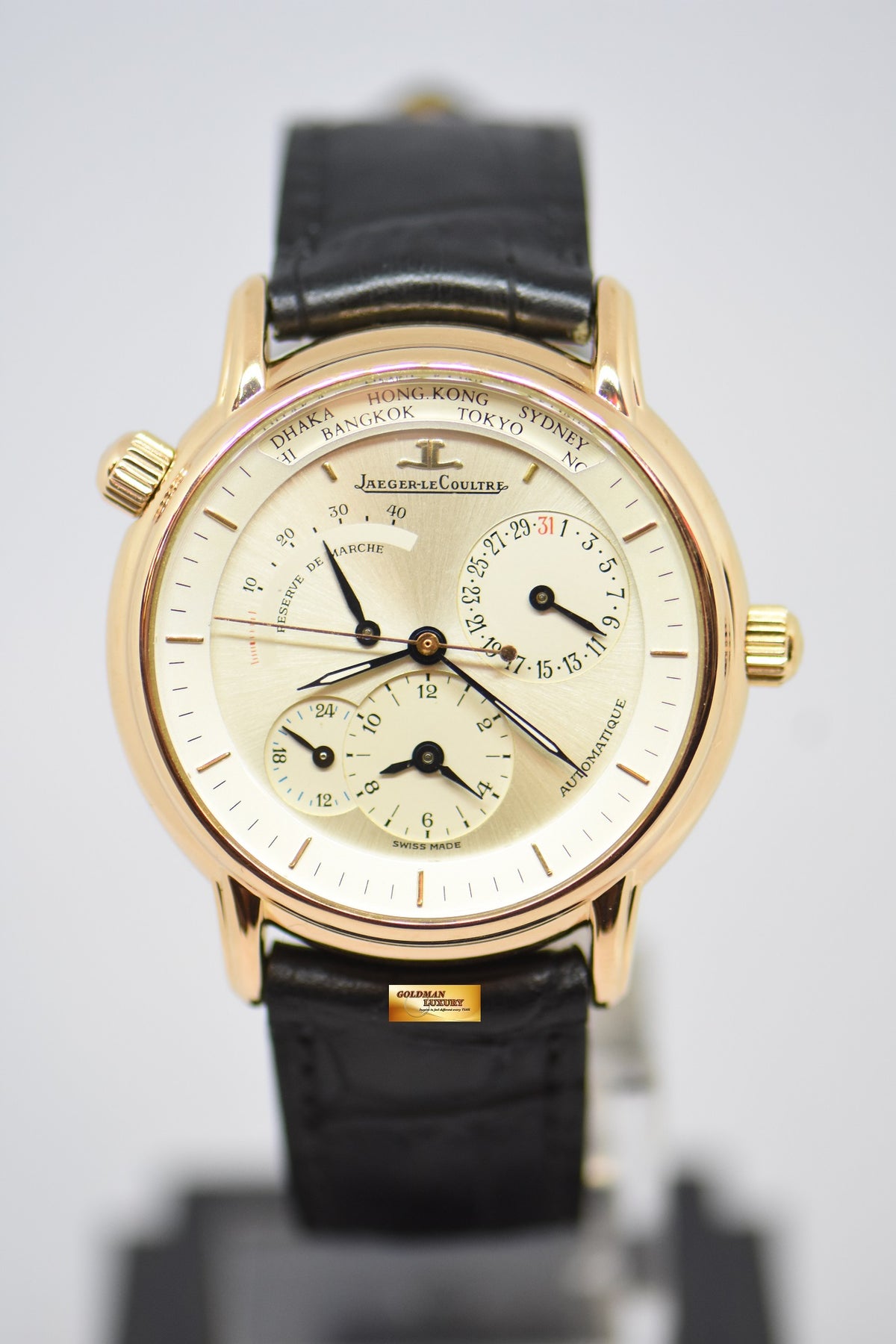 [SOLD] JLC GEOGRAPHIQUE 38mm WORLD TIME POWER RESERVE 18K YELLOW GOLD AUTOMATIC 169.2.92 (MINT)