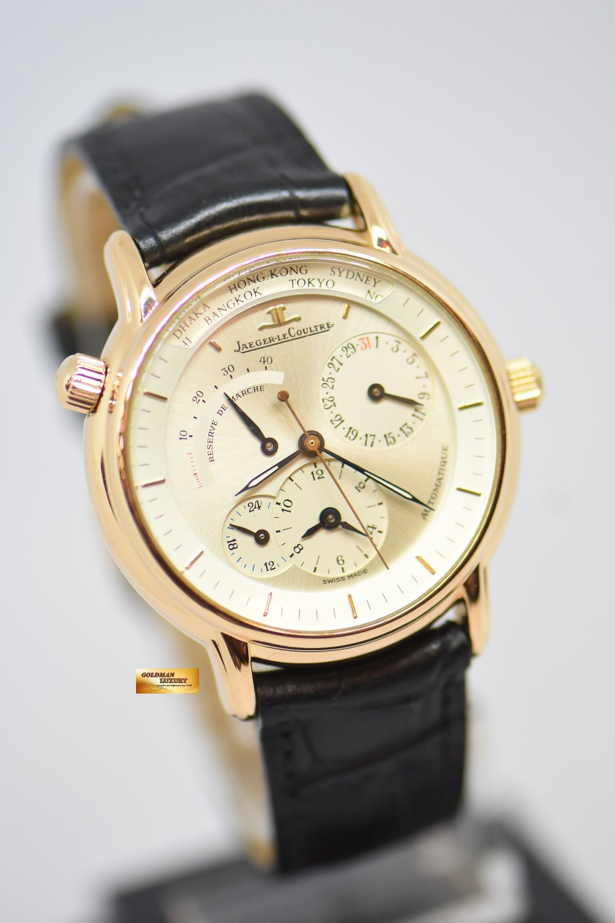 [SOLD] JLC GEOGRAPHIQUE 38mm WORLD TIME POWER RESERVE 18K YELLOW GOLD AUTOMATIC 169.2.92 (MINT)