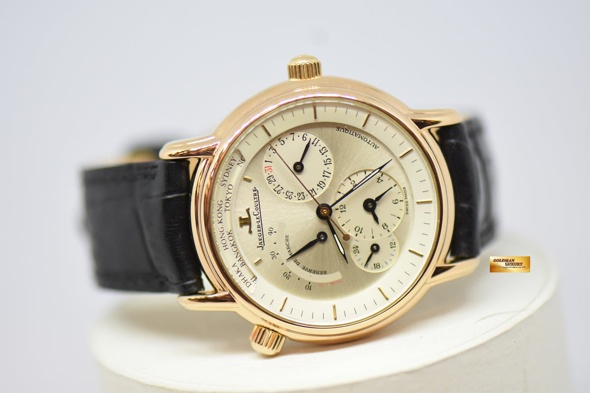 [SOLD] JLC GEOGRAPHIQUE 38mm WORLD TIME POWER RESERVE 18K YELLOW GOLD AUTOMATIC 169.2.92 (MINT)