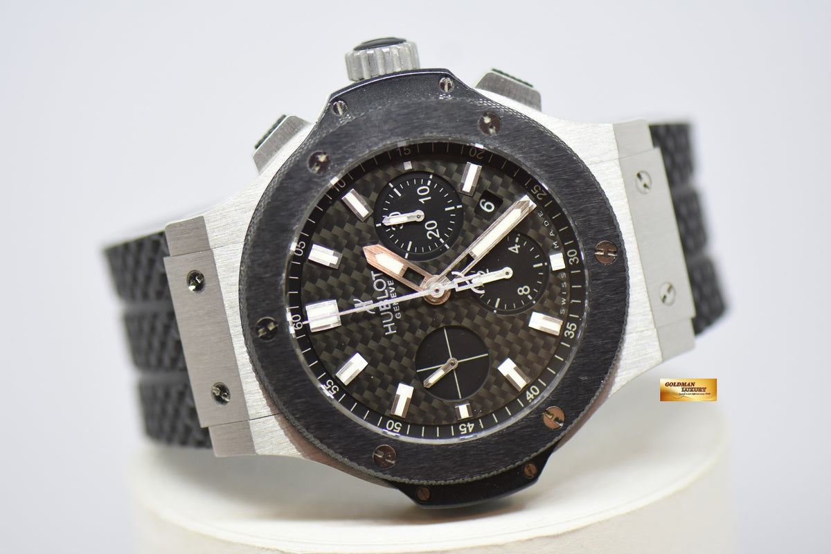 [SOLD] HUBLOT BIG BANG CHRONOGRAPH 44mm STEEL IN RUBBER STRAP CERAMIC BEZEL AUTOMATIC 301.SM.1770.GR (NEAR MINT)