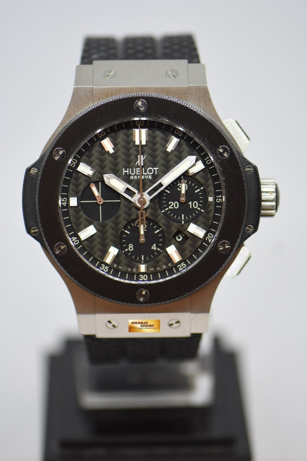 [SOLD] HUBLOT BIG BANG CHRONOGRAPH 44mm STEEL IN RUBBER STRAP CERAMIC BEZEL AUTOMATIC 301.SM.1770.GR (NEAR MINT)