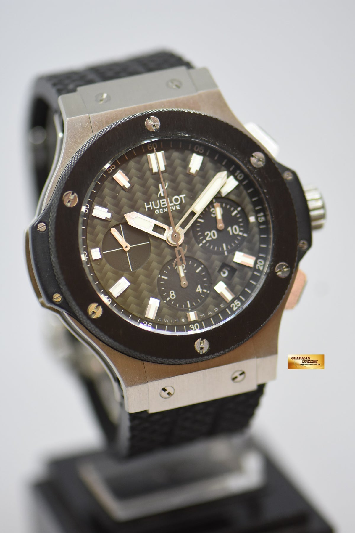 [SOLD] HUBLOT BIG BANG CHRONOGRAPH 44mm STEEL IN RUBBER STRAP CERAMIC BEZEL AUTOMATIC 301.SM.1770.GR (NEAR MINT)