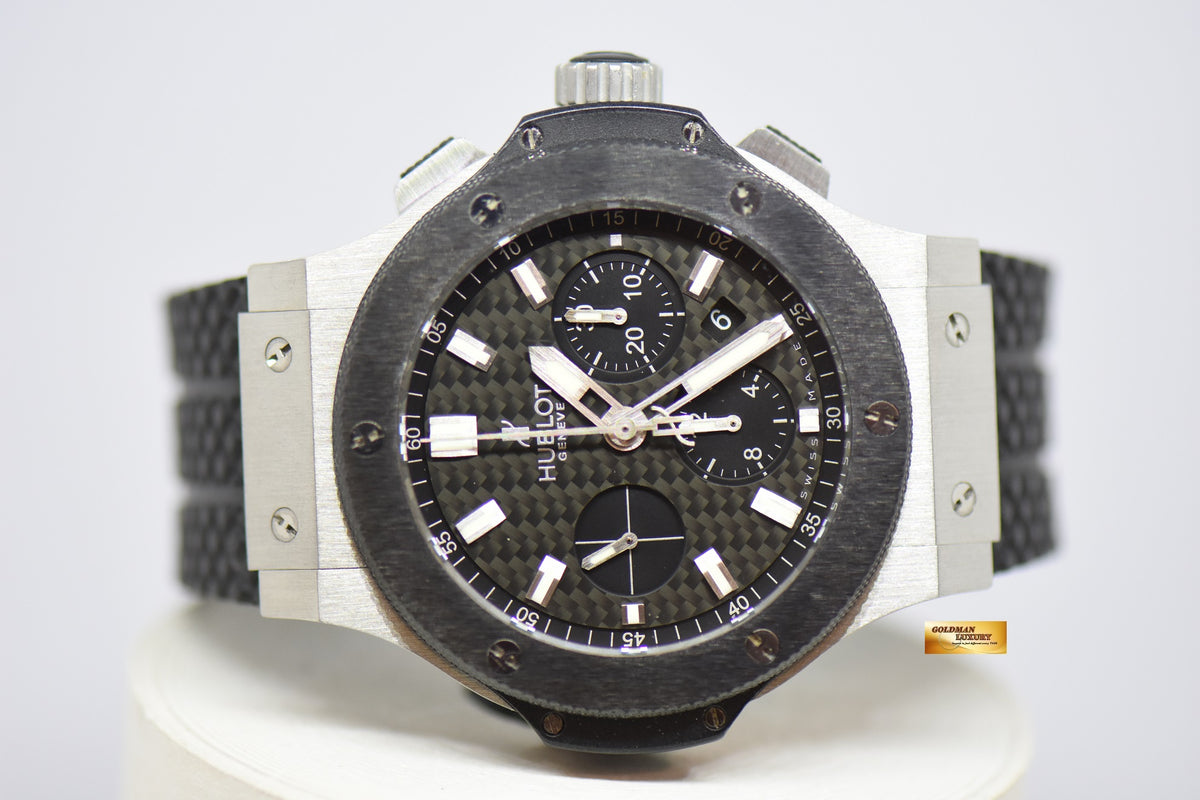 [SOLD] HUBLOT BIG BANG CHRONOGRAPH 44mm STEEL IN RUBBER STRAP CERAMIC BEZEL AUTOMATIC 301.SM.1770.GR (NEAR MINT)