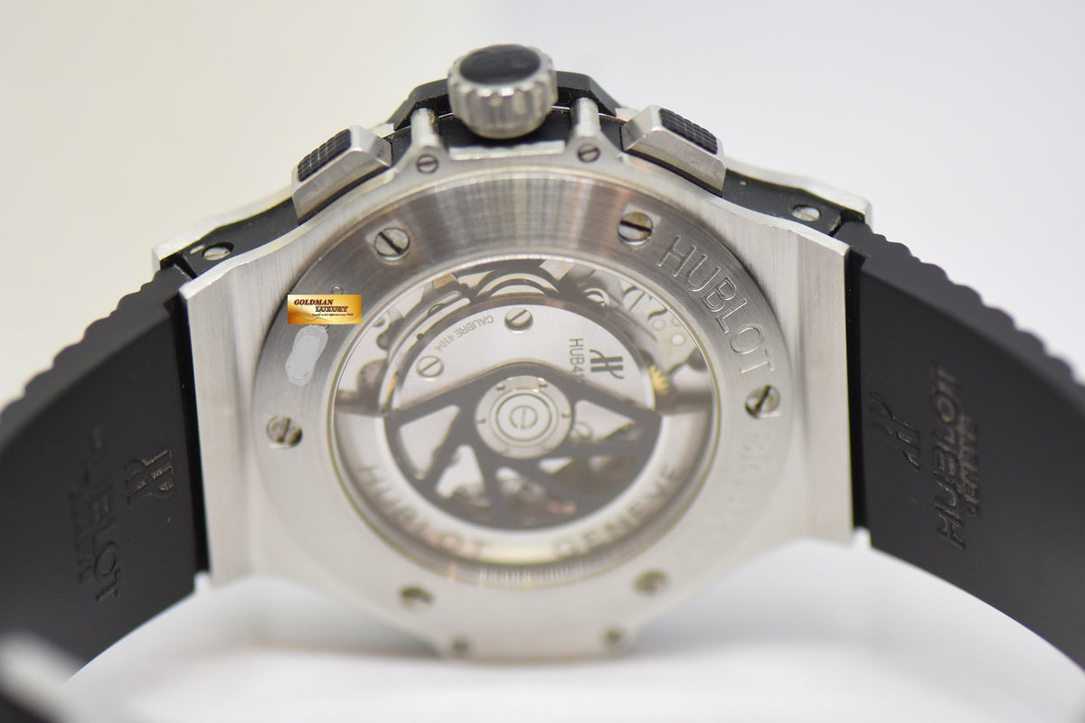 [SOLD] HUBLOT BIG BANG CHRONOGRAPH 44mm STEEL IN RUBBER STRAP CERAMIC BEZEL AUTOMATIC 301.SM.1770.GR (NEAR MINT)