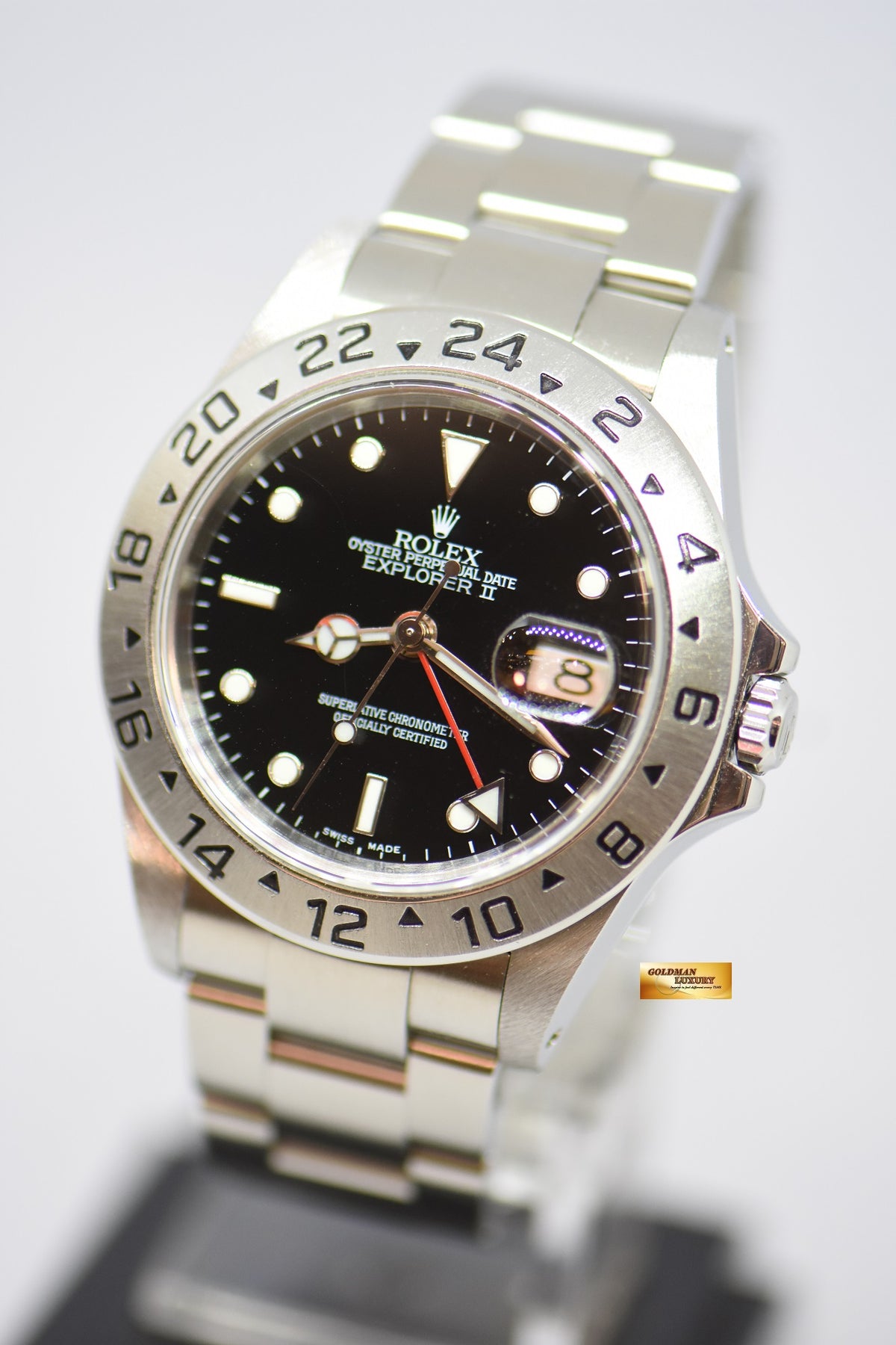 [SOLD] ROLEX OYSTER PERPETUAL EXPLORER II 40mm STEEL IN BRACELET BLACK 16570 (PINHOLE-SOLID END LINKS) (MINT)