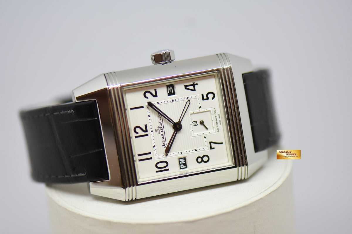 [SOLD] JLC REVERSO SQUADRA HOMETIME am/pm GMT STEEL IN LEATHER AUTOMATIC 230.8.77 (MINT)