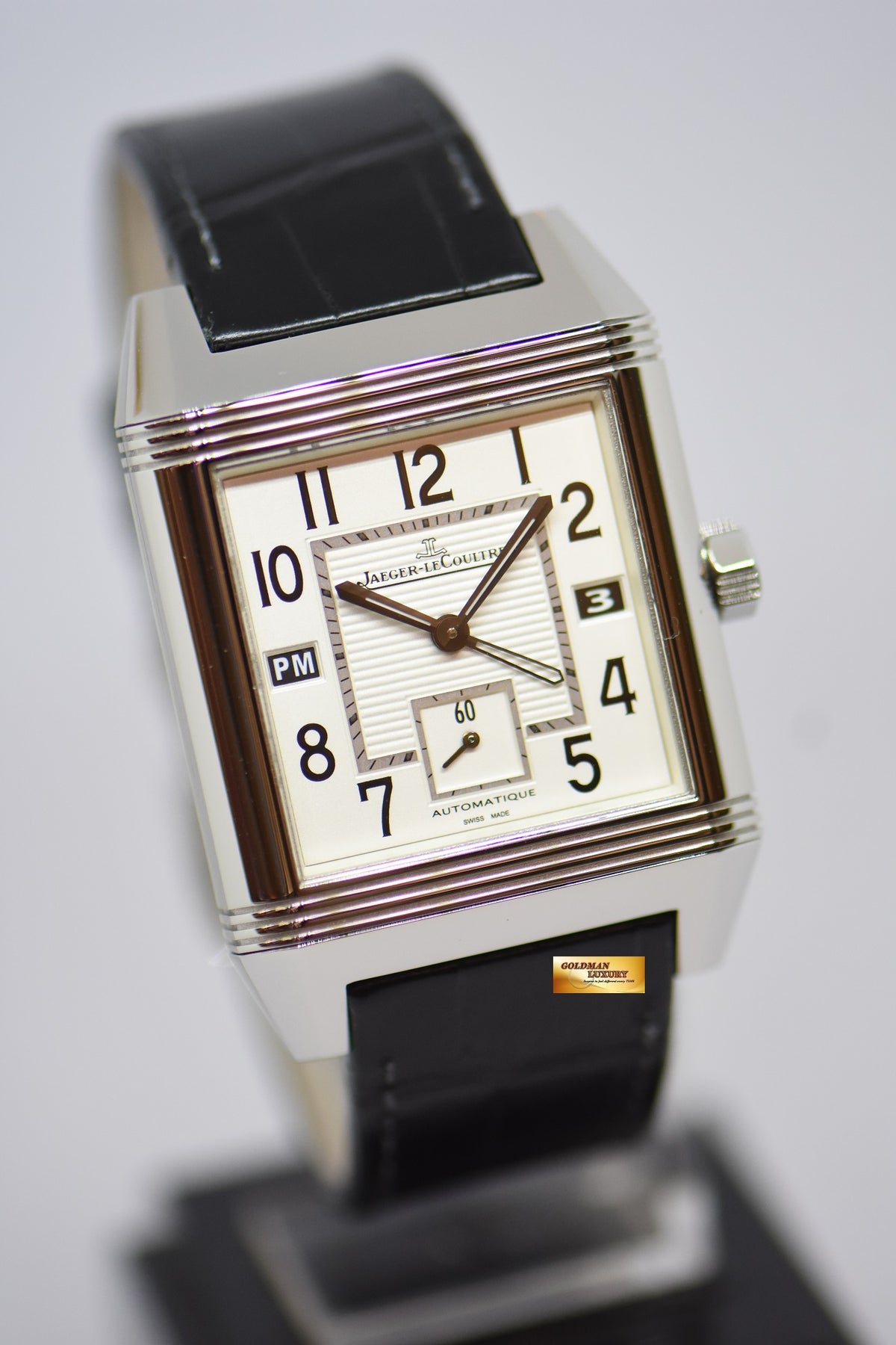 [SOLD] JLC REVERSO SQUADRA HOMETIME am/pm GMT STEEL IN LEATHER AUTOMATIC 230.8.77 (MINT)