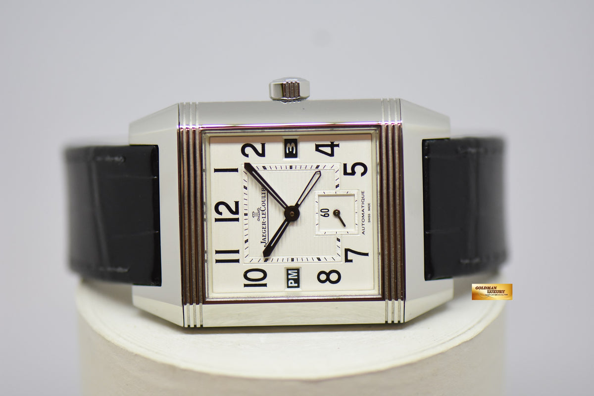 [SOLD] JLC REVERSO SQUADRA HOMETIME am/pm GMT STEEL IN LEATHER AUTOMATIC 230.8.77 (MINT)