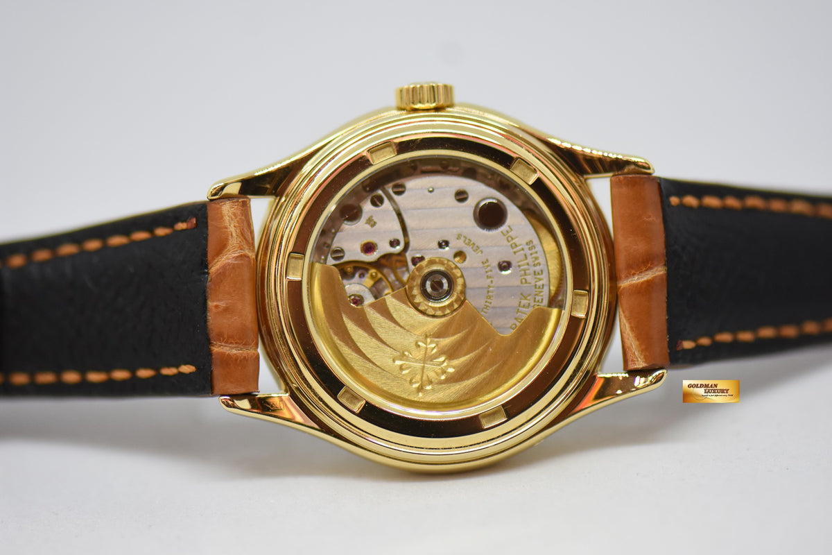 [SOLD] PATEK PHILIPPE COMPLICATION 35mm ANNUAL CALENDAR YELLOW GOLD IN LEATHER STRAP AUTOMATIC 5035J (NEAR MINT)