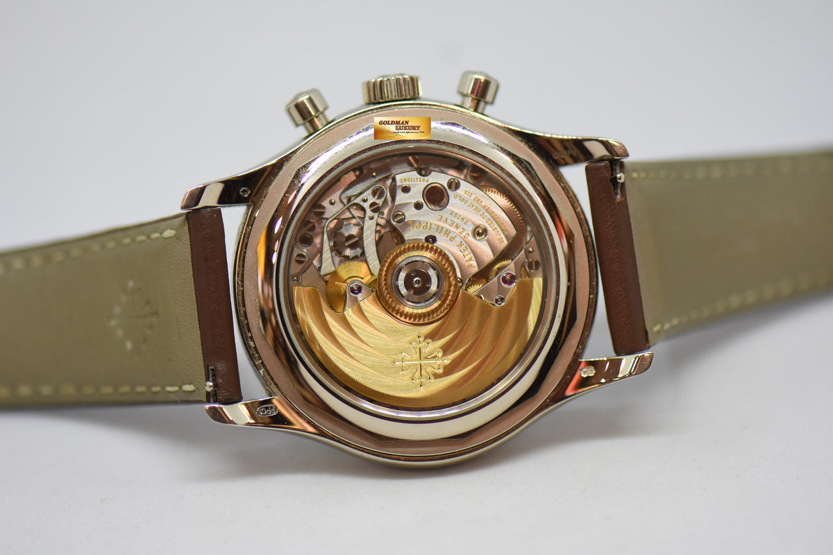 [SOLD] PATEK PHILIPPE ANNUAL CALENDAR FLYBACK CHRONOGRAPH WHITE GOLD IN LEATHER STRAP BLUE DIAL AUTOMATIC 5960G (NEAR MINT)