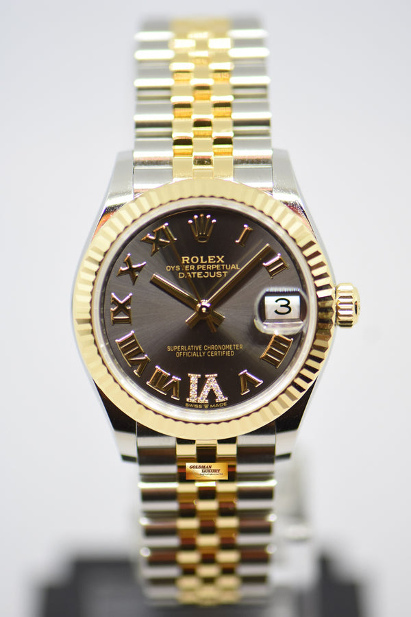 [SOLD] ROLEX OYSTER PERPETUAL DATEJUST 31mm ORIGINAL DIAMOND @ 6 DARK GREY DIAL HALF GOLD IN JUBILEE BRACELET 278273 (BRAND NEW - UNWORN)