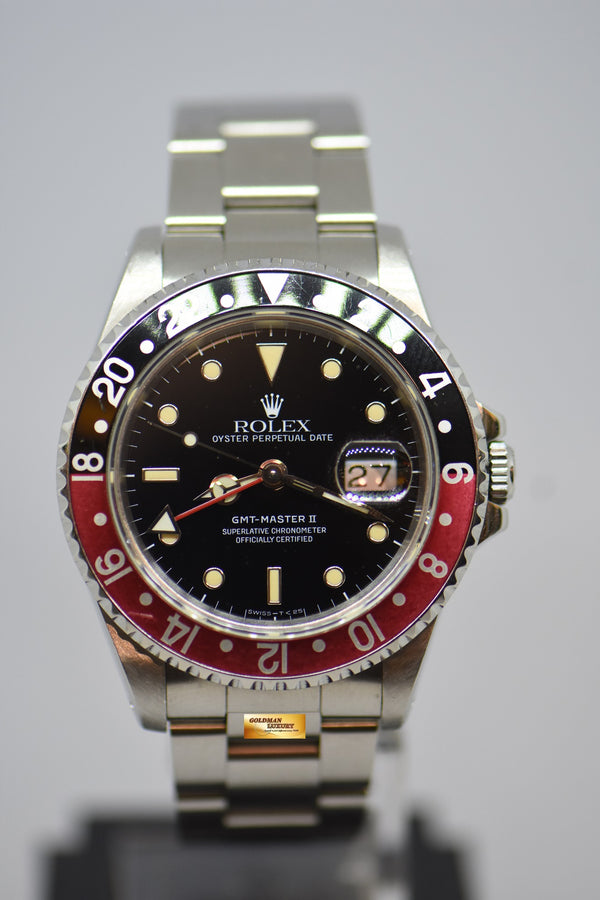 [SOLD] ROLEX OYSTER PERPETUAL GMT-MASTER II “COKE” RED / BLACK BEZEL TRITIUM DIAL 16710 (AGING PERTINA)