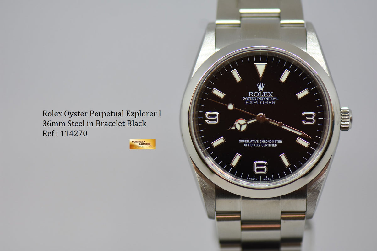 [SOLD] ROLEX OYSTER PERPETUAL EXPLORER 36mm (Non-Lumed 3,6,9) AUTOMATIC 114270 (MINT)