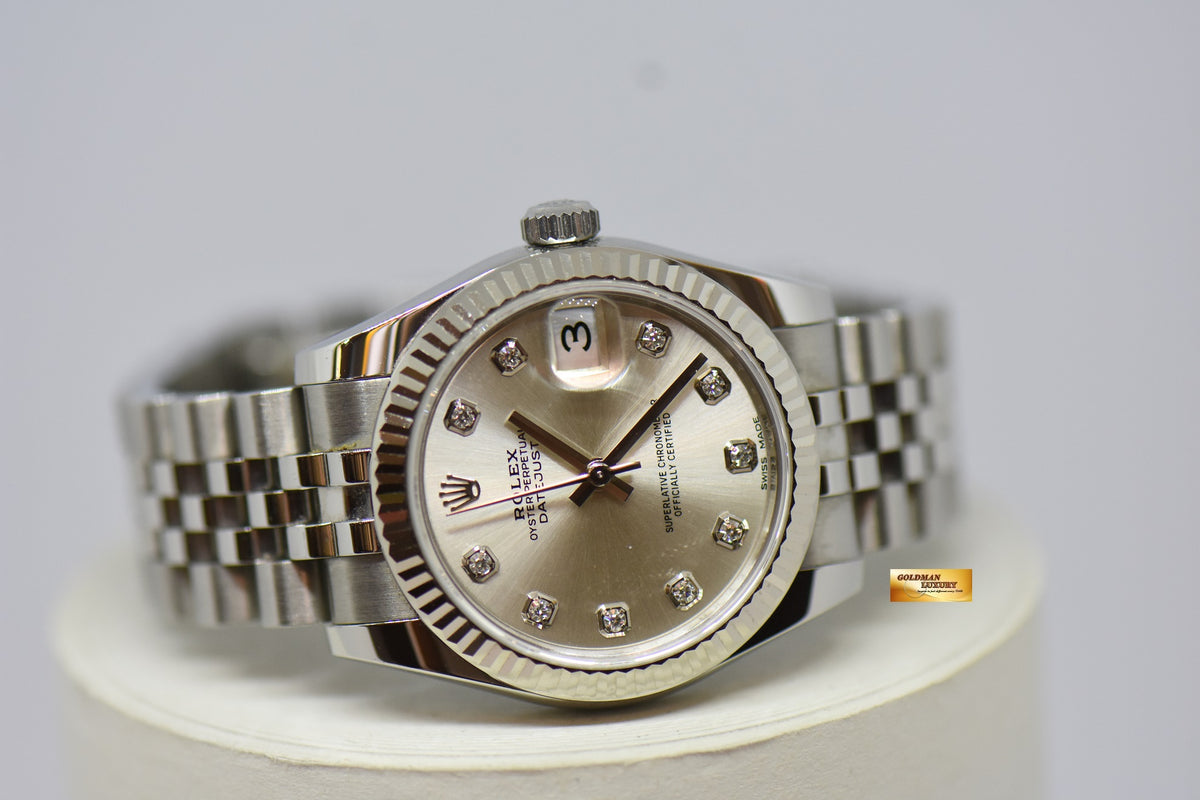 [SOLD] ROLEX OYSTER DATEJUST 31mm SILVER DIAMOND DIAL STAINLESS STEEL JUBILEE BRACELET 178274 (MINT)