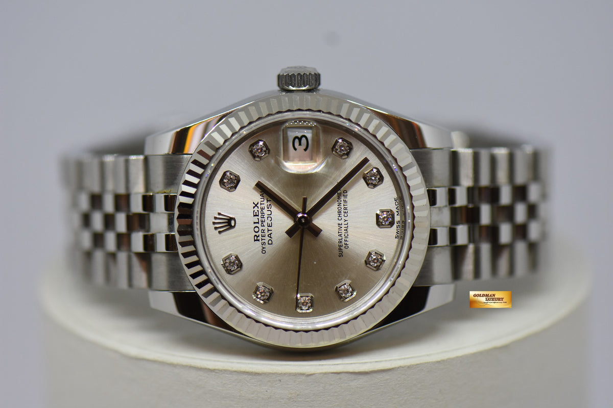 [SOLD] ROLEX OYSTER DATEJUST 31mm SILVER DIAMOND DIAL STAINLESS STEEL JUBILEE BRACELET 178274 (MINT)