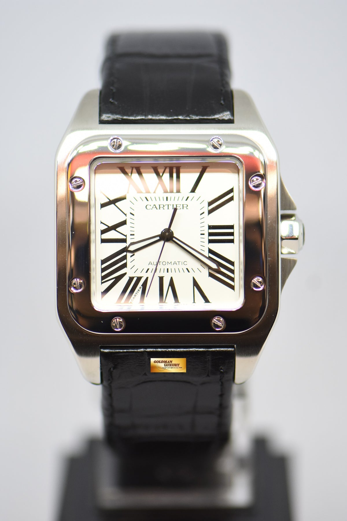 [SOLD] CARTIER SANTOS 100 XL STEEL IN LEATHER STRAP AUTOMATIC W20073X8 (MINT)