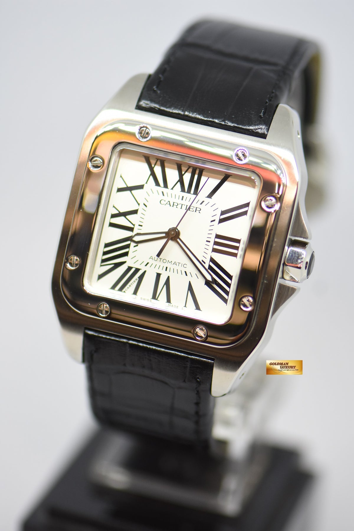[SOLD] CARTIER SANTOS 100 XL STEEL IN LEATHER STRAP AUTOMATIC W20073X8 (MINT)