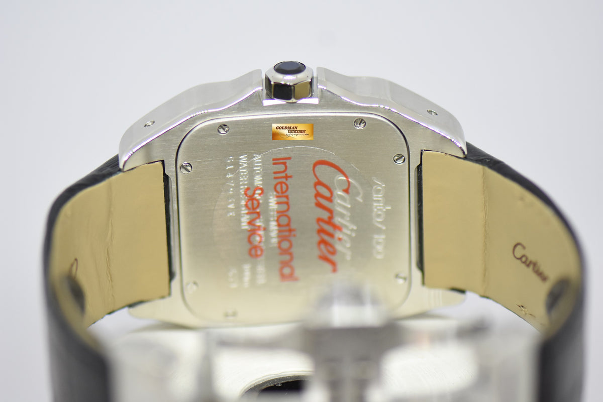 [SOLD] CARTIER SANTOS 100 XL STEEL IN LEATHER STRAP AUTOMATIC W20073X8 (MINT)