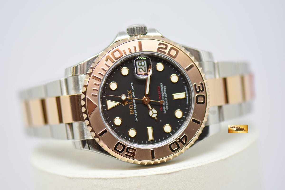 [SOLD] ROLEX OYSTER PERPETUAL YACHT-MASTER 37 EVEROSE GOLD / STEEL IN OYSTER BRACELET BLACK DIAL 268621 (NEW-UNWORN)