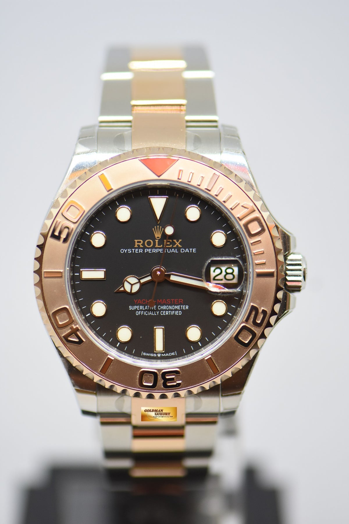 [SOLD] ROLEX OYSTER PERPETUAL YACHT-MASTER 37 EVEROSE GOLD / STEEL IN OYSTER BRACELET BLACK DIAL 268621 (NEW-UNWORN)