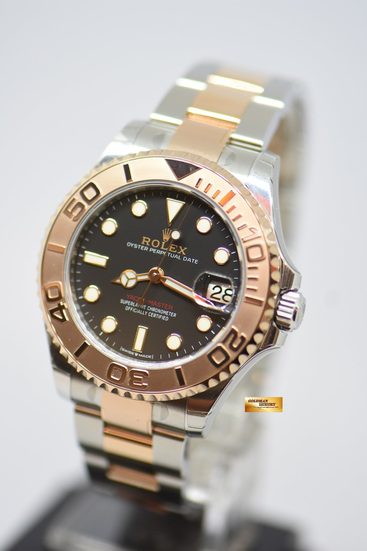 [SOLD] ROLEX OYSTER PERPETUAL YACHT-MASTER 37 EVEROSE GOLD / STEEL IN OYSTER BRACELET BLACK DIAL 268621 (NEW-UNWORN)