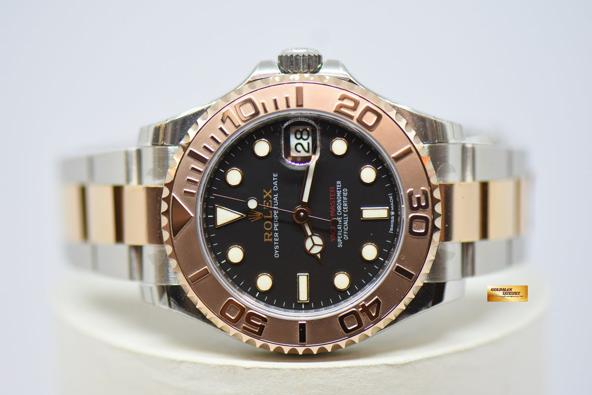 [SOLD] ROLEX OYSTER PERPETUAL YACHT-MASTER 37 EVEROSE GOLD / STEEL IN OYSTER BRACELET BLACK DIAL 268621 (NEW-UNWORN)