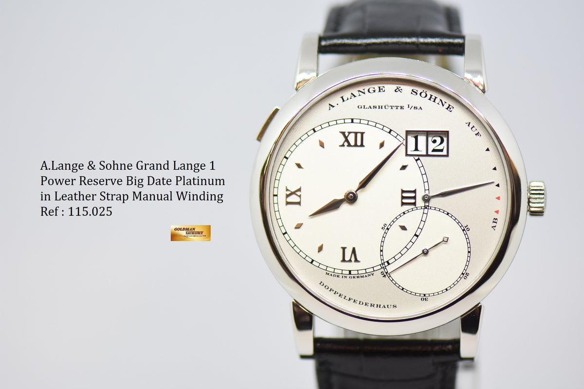 [SOLD] A.LANGE & SOHNE GRAND LANGE 1 SILVER DIAL BIG DATE POWER RESERVE PLATINUM IN LEATHER STRAP MANUAL WINDING 115.025 (MINT)