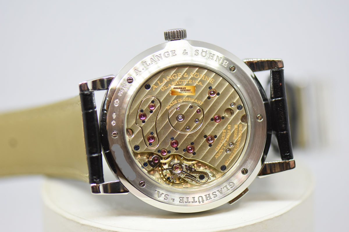 [SOLD] A.LANGE & SOHNE GRAND LANGE 1 SILVER DIAL BIG DATE POWER RESERVE PLATINUM IN LEATHER STRAP MANUAL WINDING 115.025 (MINT)