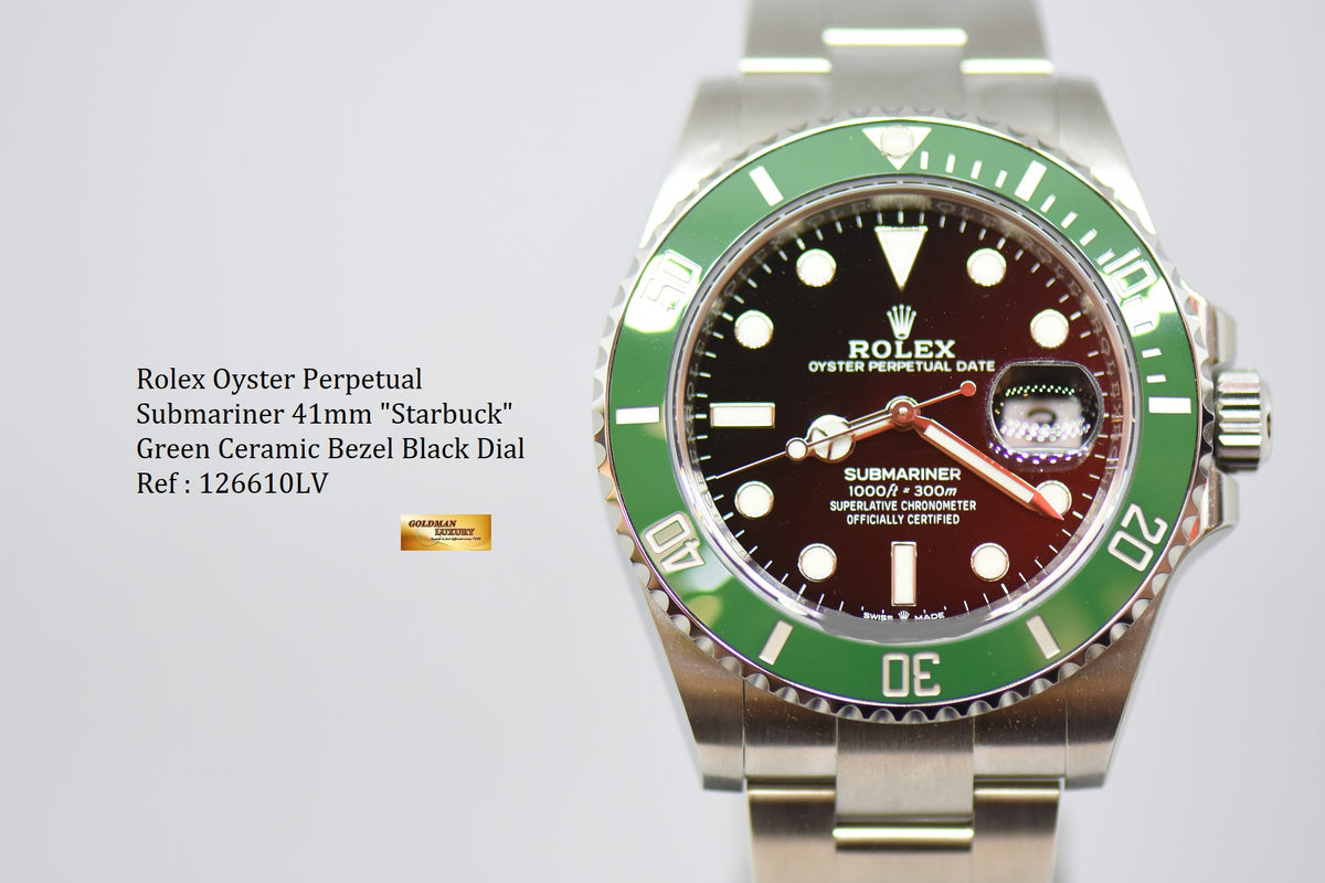 [SOLD] ROLEX OYSTER PERPETUAL SUBMARINER “STARBUCKS” 41mm STEEL IN BRACELET CERAMIC GREEN BEZEL 126610LV (NEW-UNWORN)