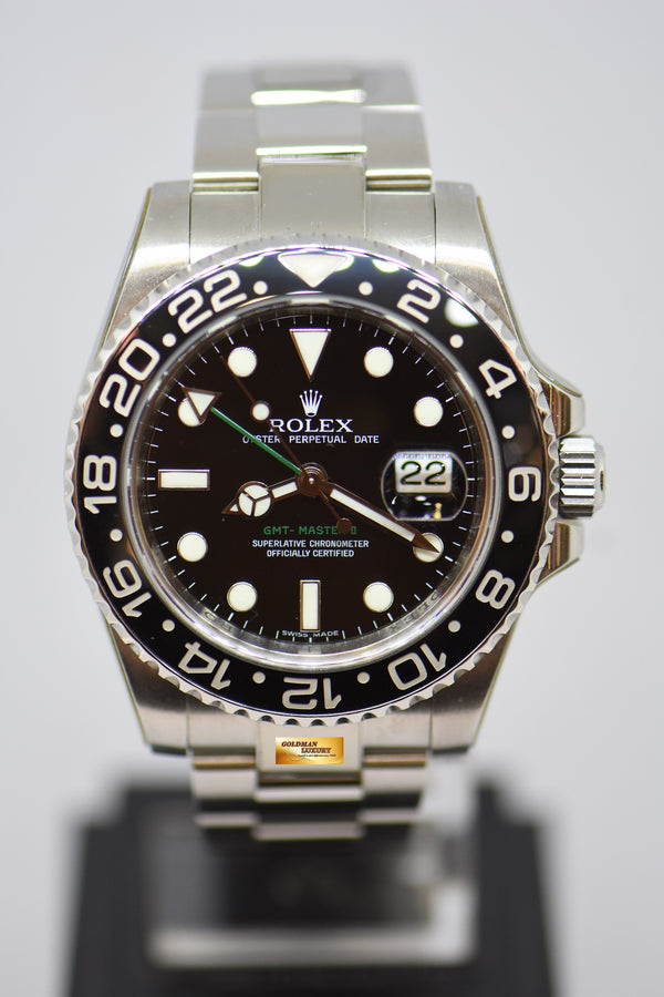 [SOLD] ROLEX OYSTER PERPETUAL GMT-MASTER II CERAMIC BLACK BEZEL OYSTER STEEL BRACELET w/ RX-8 STICKERS 116710LN (MINT)