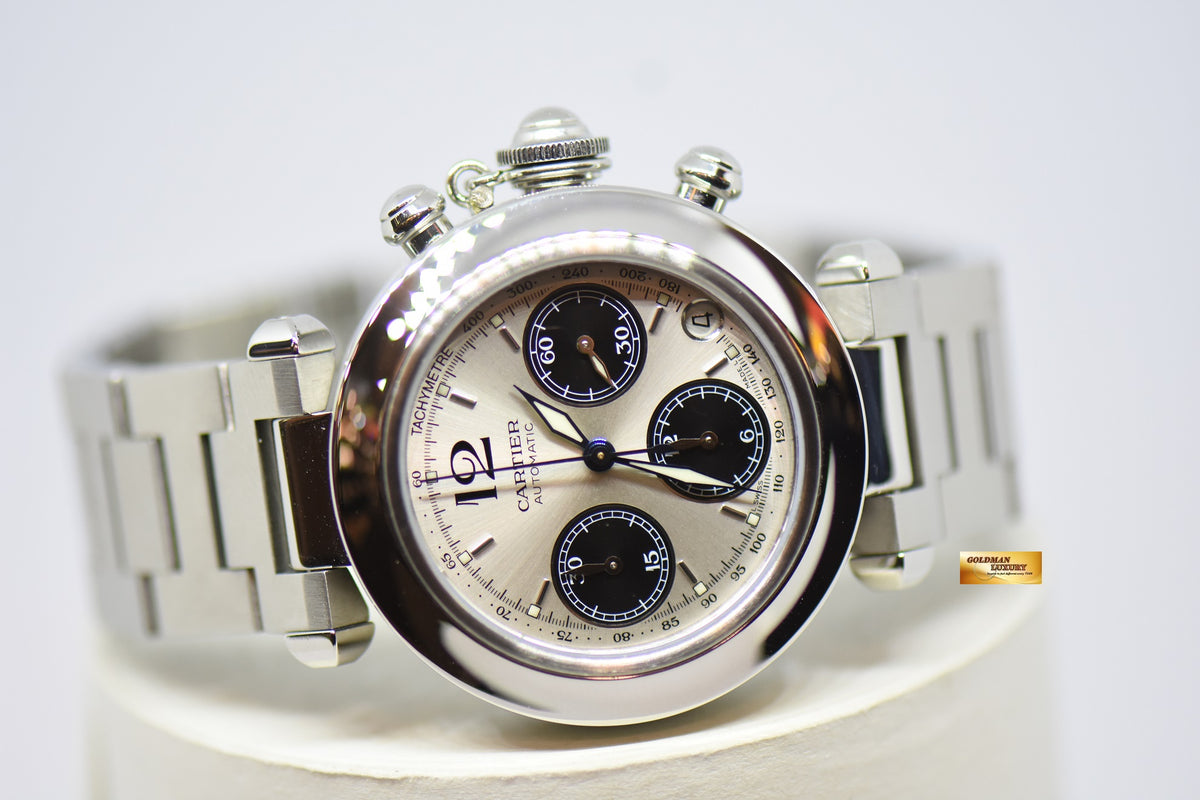[SOLD] CARTIER PASHA CHRONOGRAPH 36mm STEEL IN BRACELET “PANDA DIAL” AUTOMATIC 2412 (MINT)