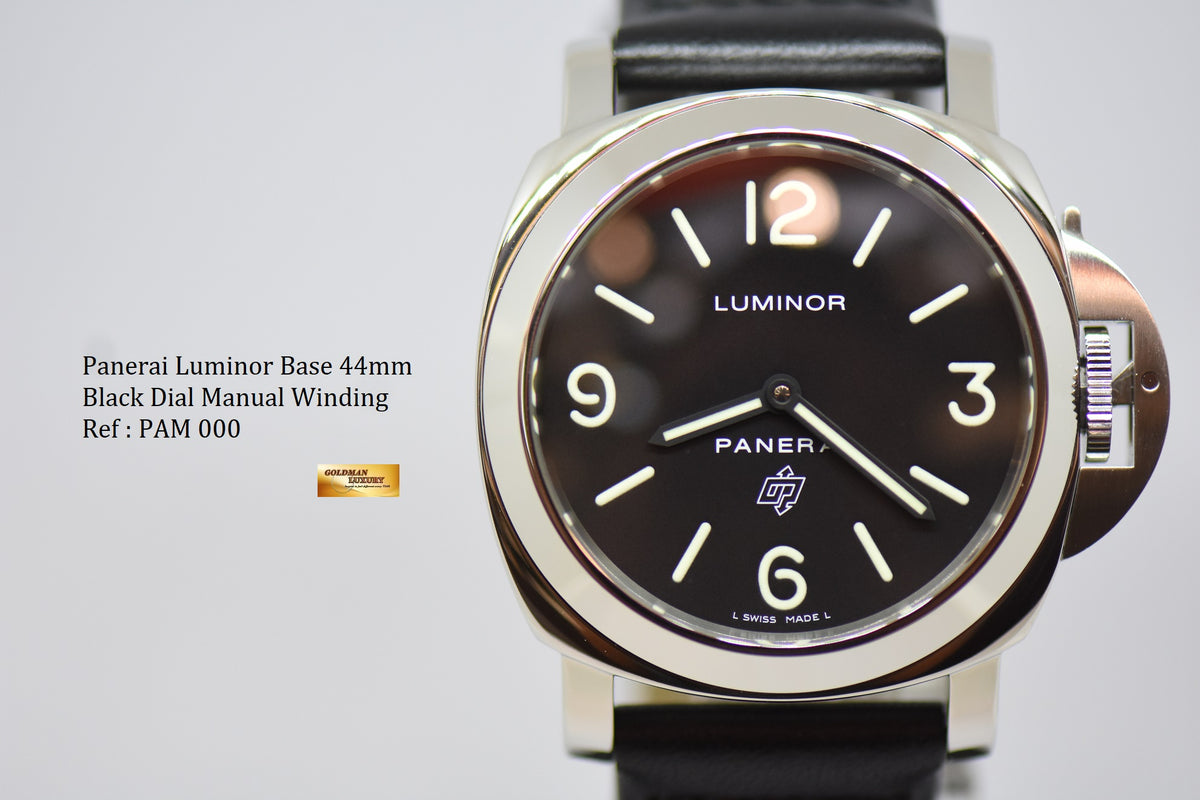 [SOLD] PANERAI LUMINOR BASE 44mm STEEL IN LEATHER STRAP MANUAL WINDING PAM 000 (MINT)