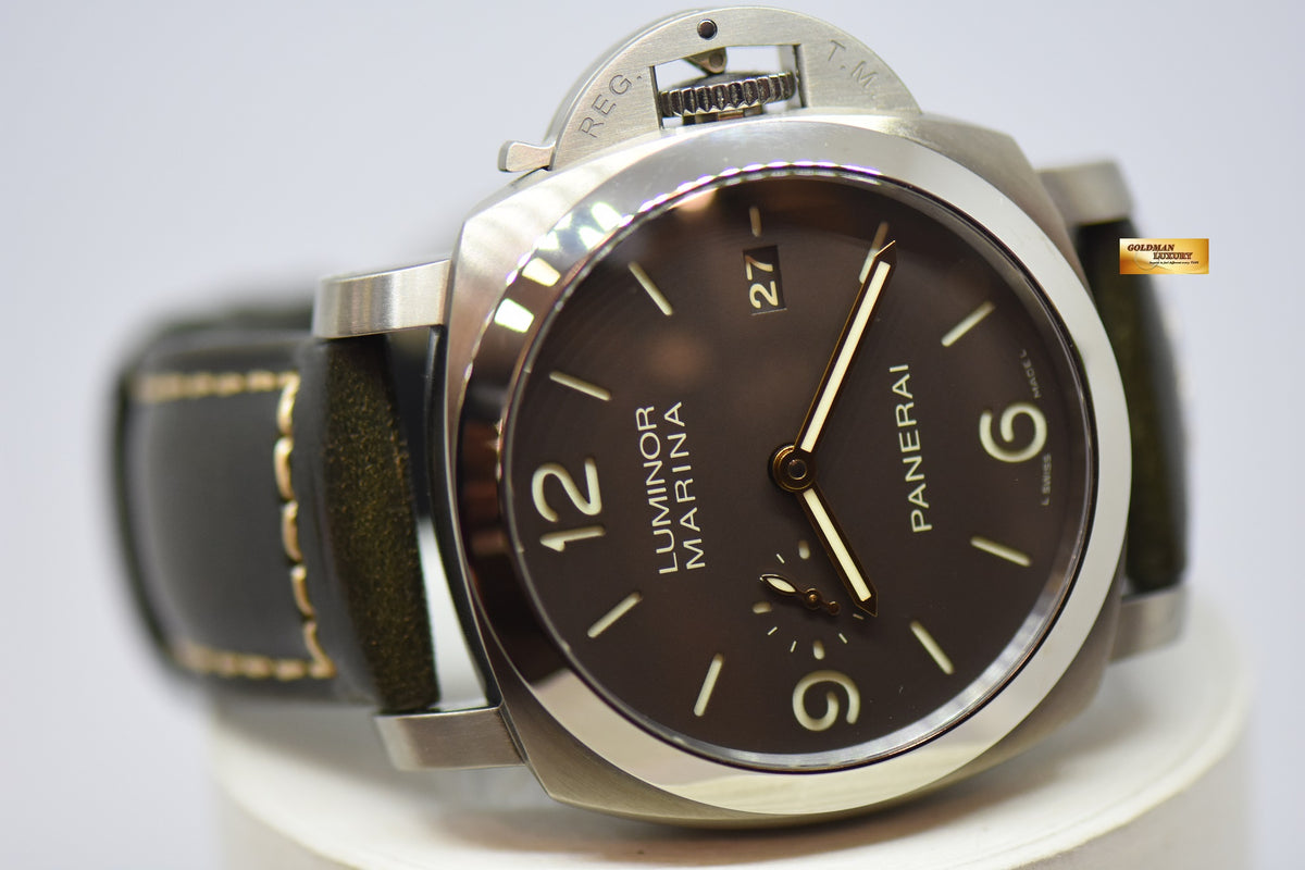 [SOLD] PANERAI LUMINOR MARINA 1950 TITANIUM CASE  44mm TOBACCO BROWN DIAL P.9000 AUTOMATIC PAM 351 (MINT)