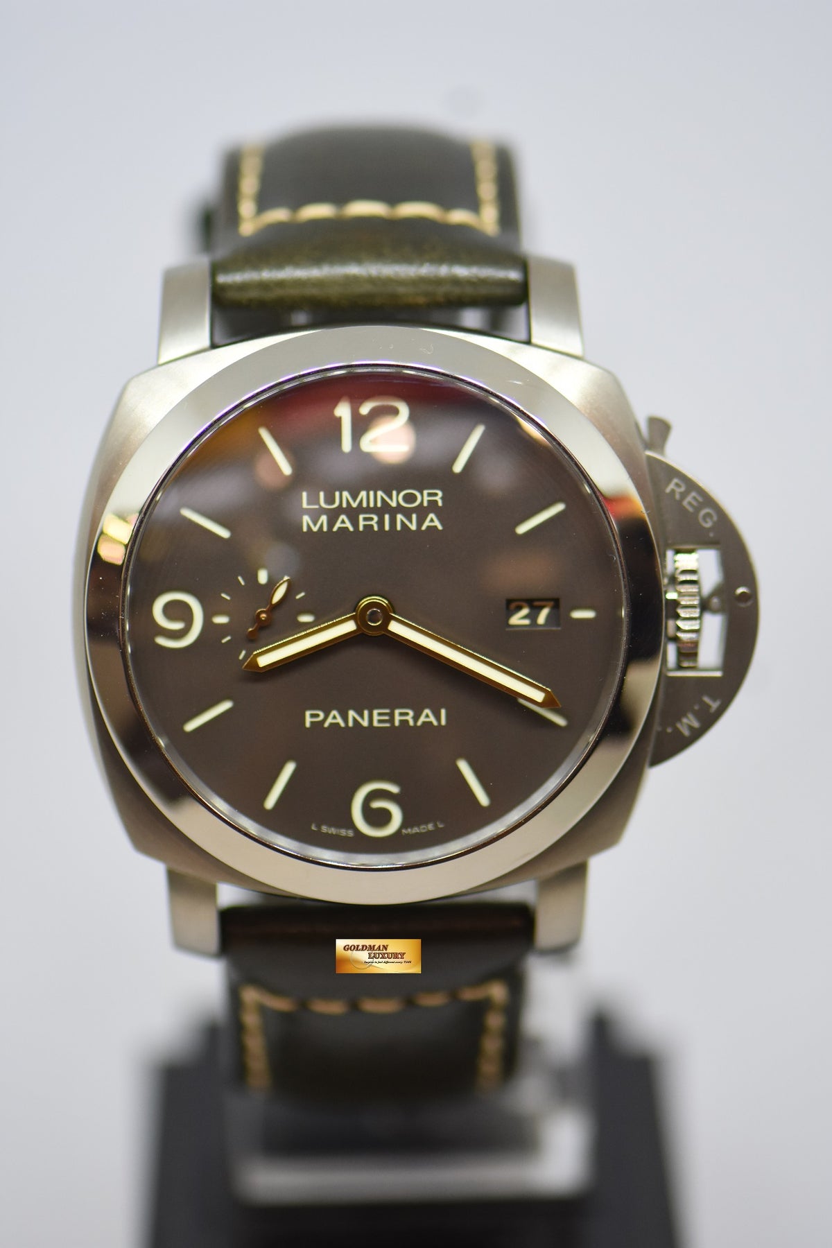 [SOLD] PANERAI LUMINOR MARINA 1950 TITANIUM CASE  44mm TOBACCO BROWN DIAL P.9000 AUTOMATIC PAM 351 (MINT)